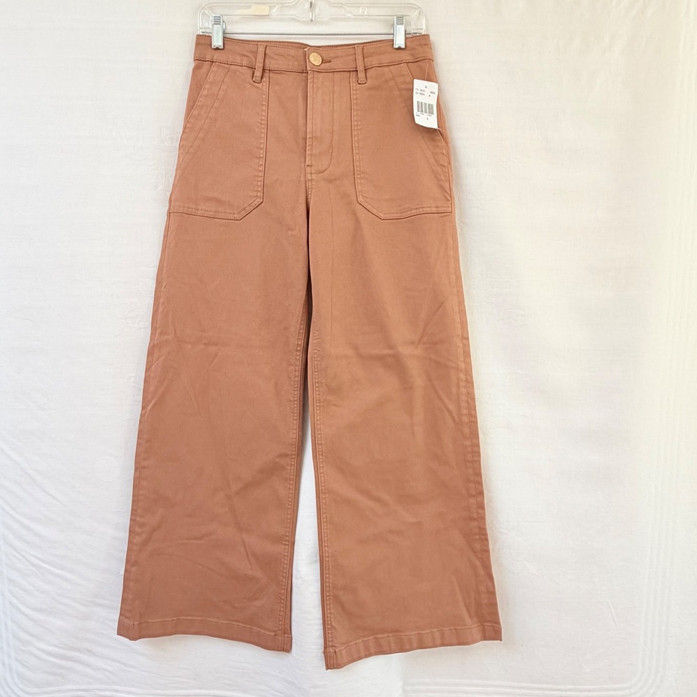 Kut from the Kloth Meg Wide Leg Pants Brown Rust High Rise Stretch Womens 4
